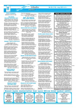 Azərbaycanlı gənc yazar Kənan Aydınoğlunun şeirləri вЂњSözün SehriвЂќ ədəbi-bədii, ictimai qəzetinin may sayında işıq üzü görüb